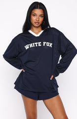 Ahead Of Schedule Long Sleeve Oversized Jersey Navy