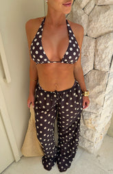 Croatian Coast Pants Choc/Cream Polka Dot