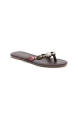 Kira Beaded Thong Sandals Chocolate
