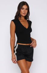 About Us V Neck Top Black