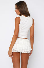 Hard to Forget Lace Mini Skort White