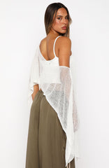 Beach Therapy Knit Poncho Top Cream