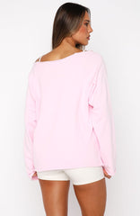 Out Of Chances Off Shoulder Sweater Ballet Pink
