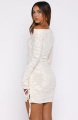 Disturbing The Peace Long Sleeve Mini Dress Cream