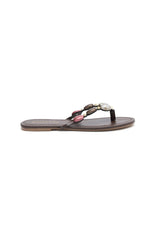 Kira Beaded Thong Sandals Chocolate