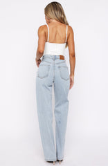 Always With Me High Rise Straight Leg Jeans Mid Blue
