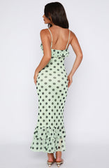Amped Up Midi Dress Melon/Black Polka Dot