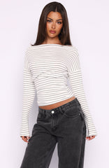Another Time Long Sleeve Top White Stripe