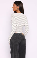 Another Time Long Sleeve Top White Stripe