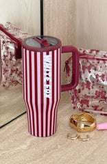 Colson Drink Bottle 1.2 Litre Burgundy Stripe