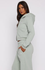 Comfy And Cute Slim Zip Front Hoodie Seafoam