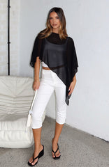 Feeling The Vibe Poncho Top Black