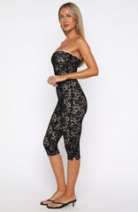 Holding My Soul Strapless Lace Jumpsuit Black