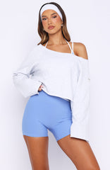 Keep It Rolling Cropped Off Shoulder Sweater Grey Marle
