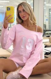 Out Of Chances Off Shoulder Sweater Ballet Pink