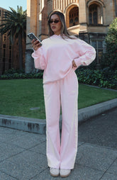 Star Student Wide Leg Sweatpants Pink