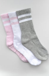 Wanna Be Close Socks Grey/White/Pink
