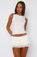 Hard to Forget Lace Mini Skort White