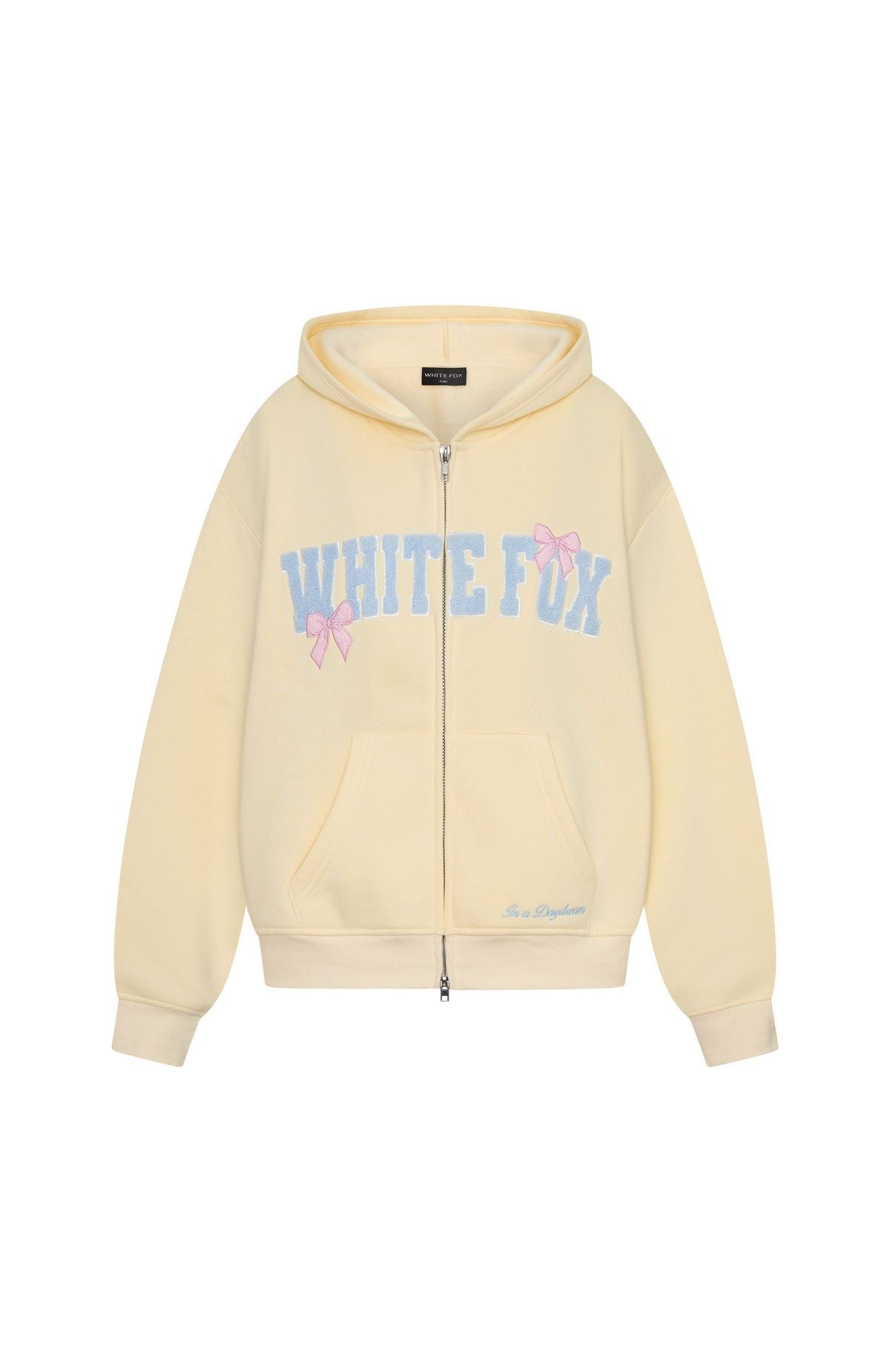 Daydreamers Madeline Boxy Zip Front Hoodie Lemon