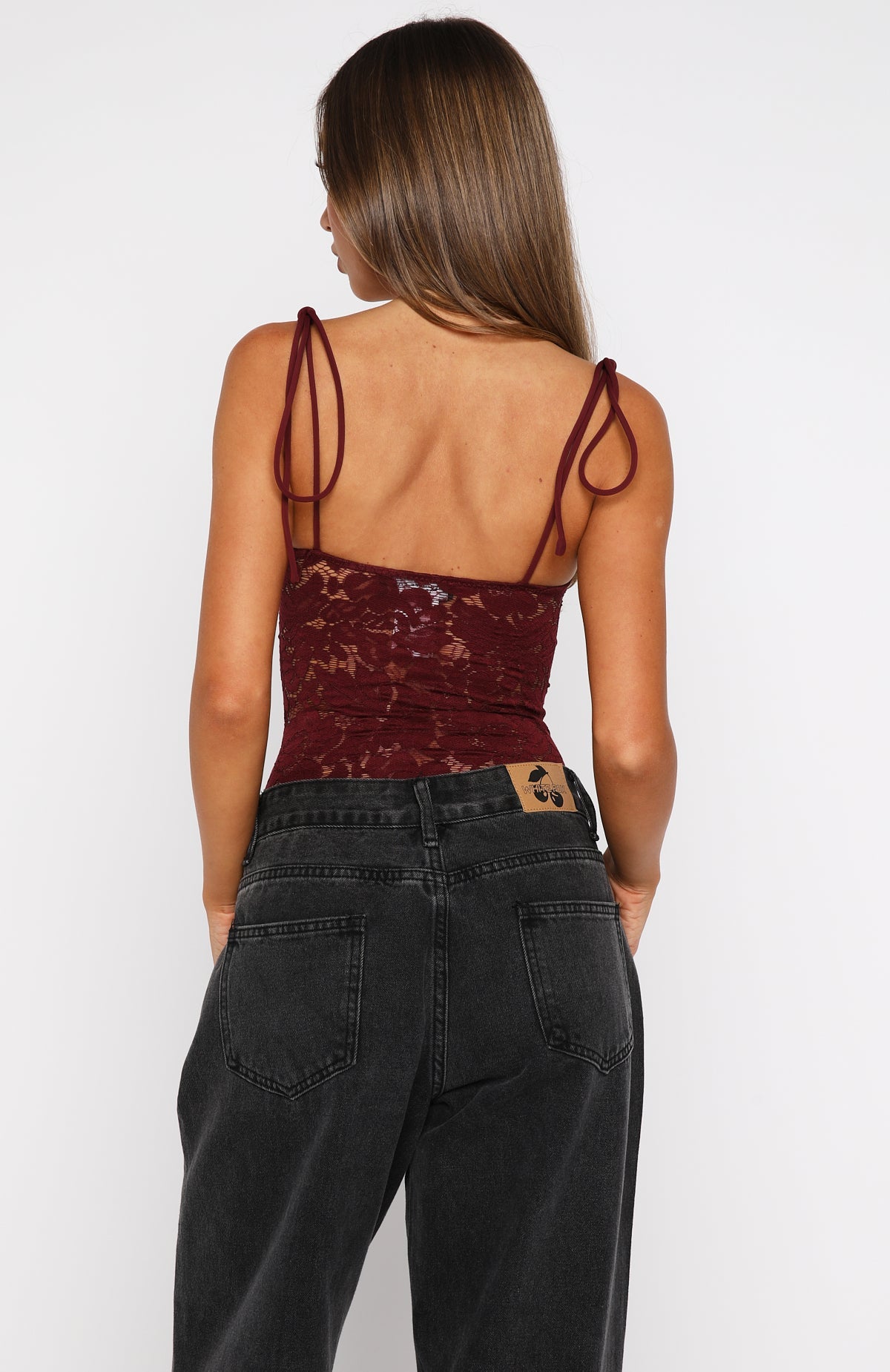Pretty Savage Lace Bodysuit Wine