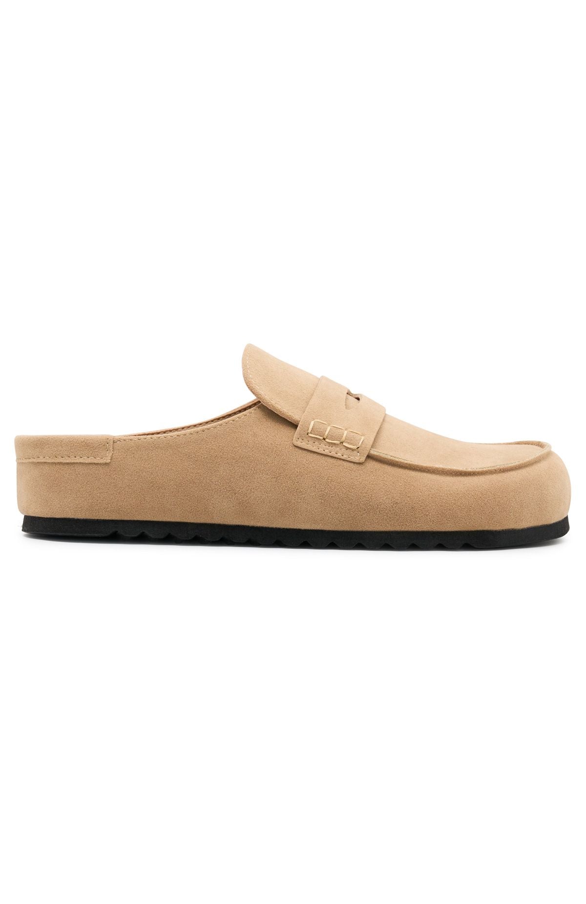 Cayson Loafer Slides Taupe Faux Suede