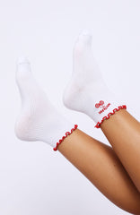 With Love In The Moment Socks White/Red