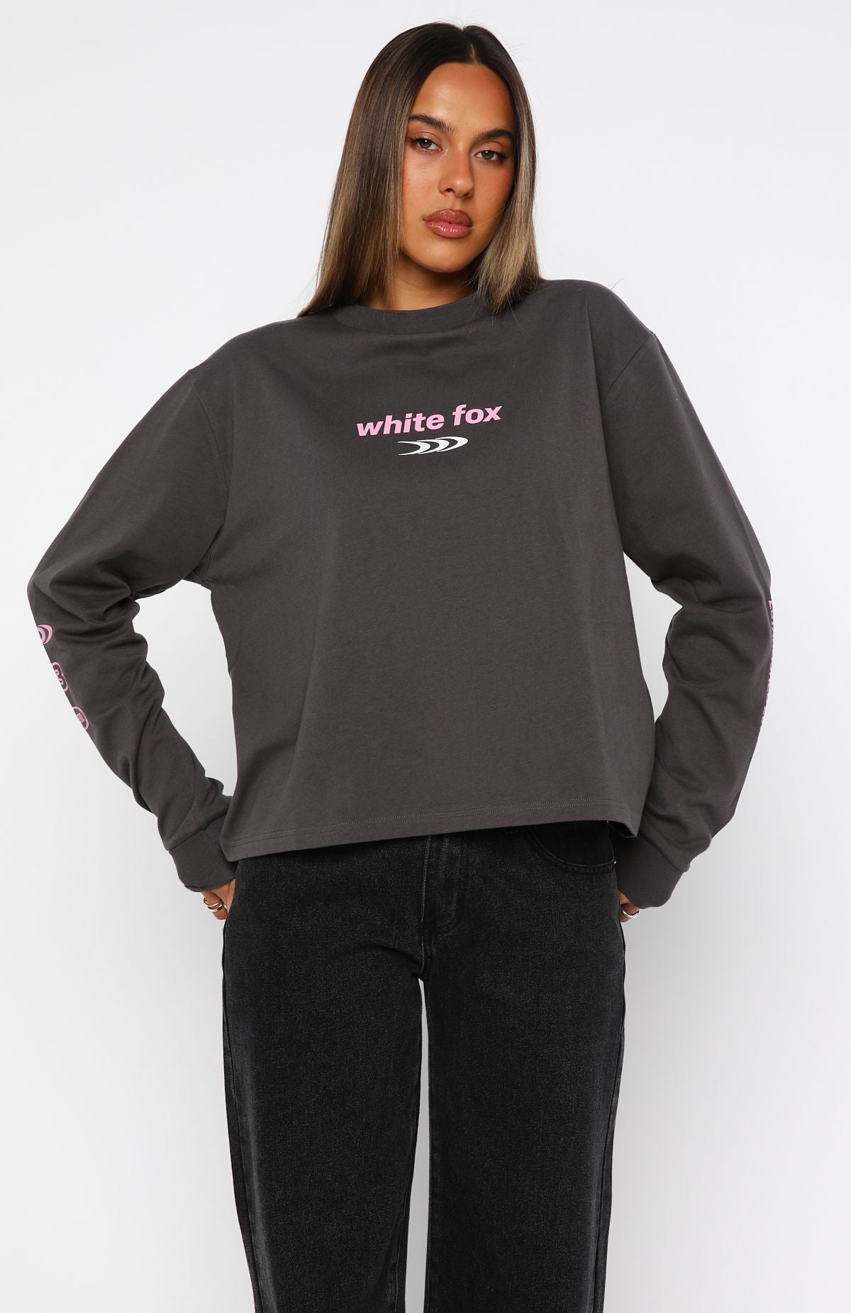 All Around Me Long Sleeve Tee Charcoal