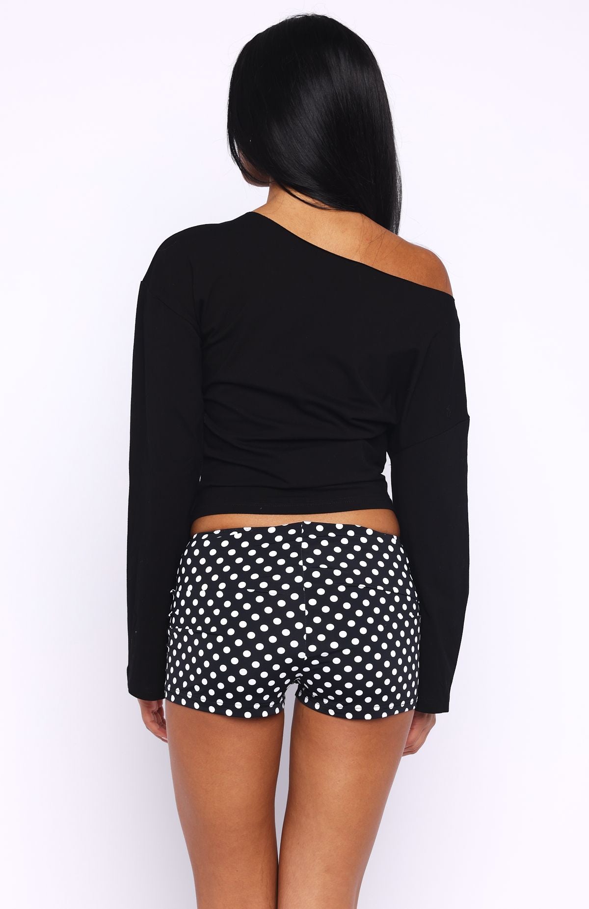 Falling For Him Off Shoulder Long Sleeve Top Black