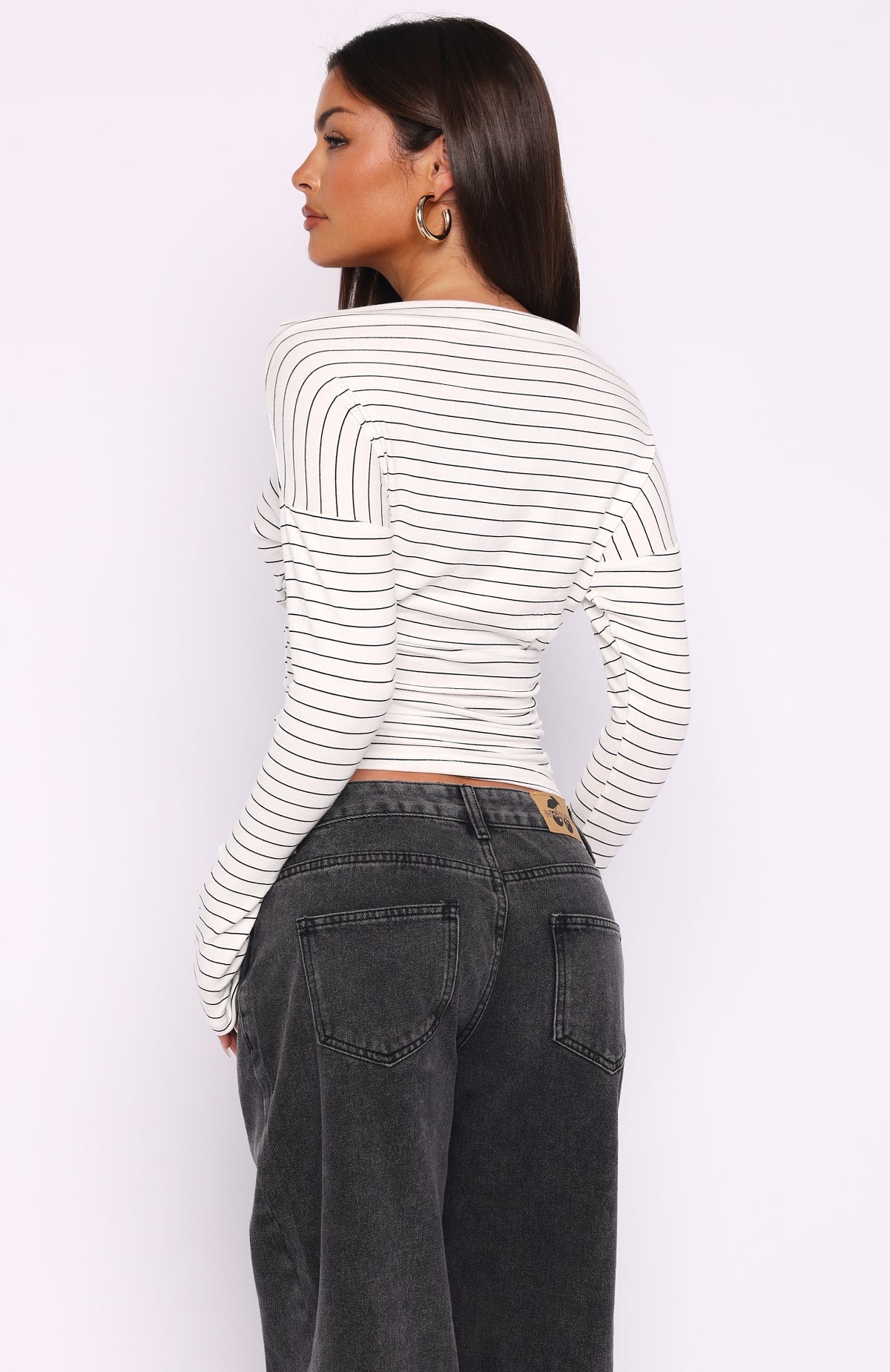 Another Time Long Sleeve Top White Stripe