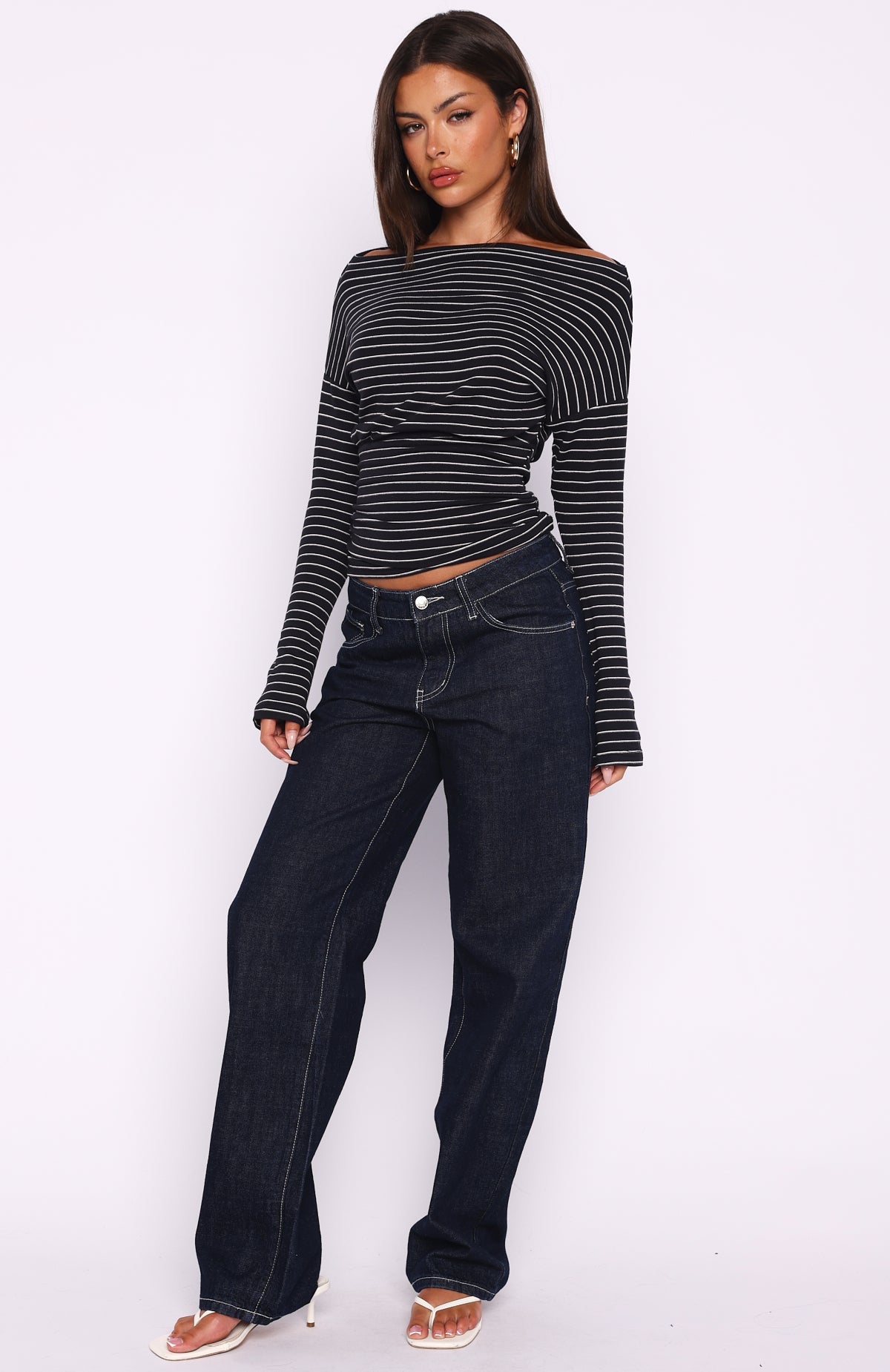 Another Time Long Sleeve Top Black Stripe