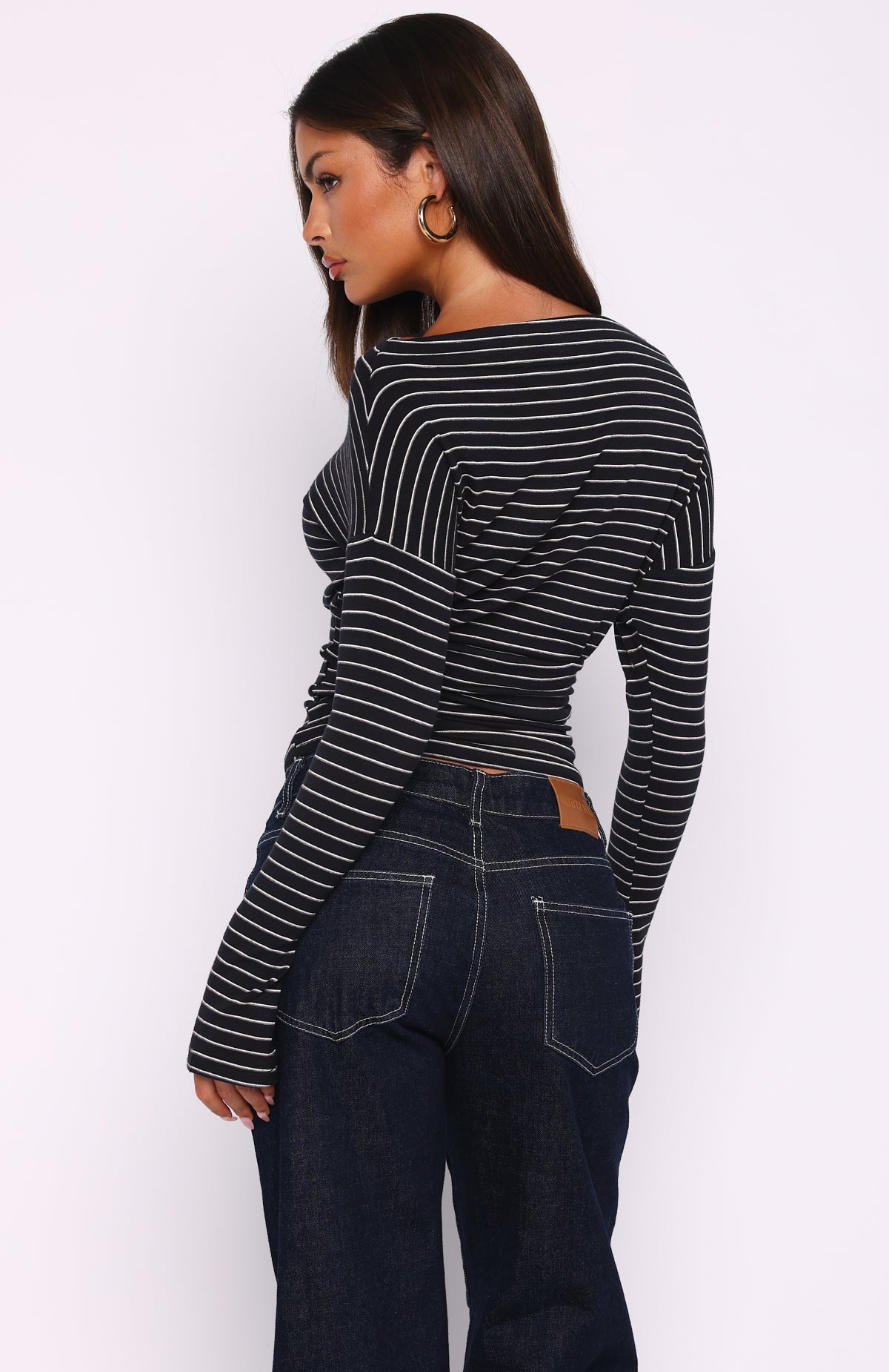 Another Time Long Sleeve Top Black Stripe