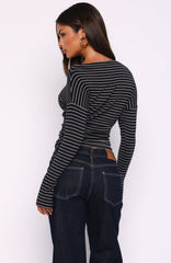 Another Time Long Sleeve Top Black Stripe