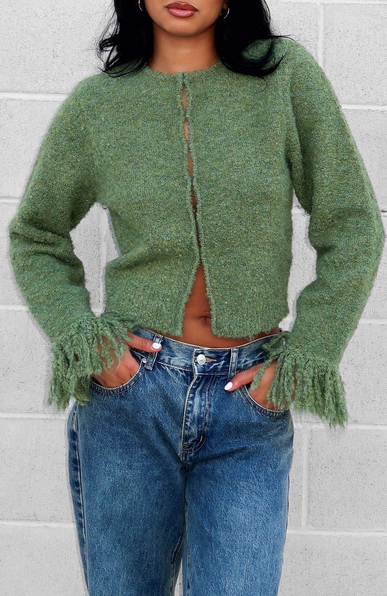 Baby It's Cold Knit Cardigan Moss