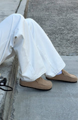 Cayson Loafer Slides Taupe Faux Suede