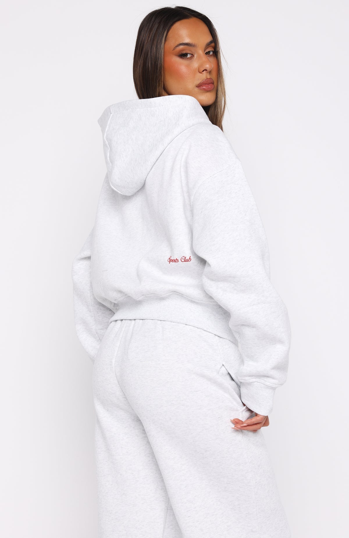 Club 14 Allie Boxy Zip Front Hoodie Grey Marle