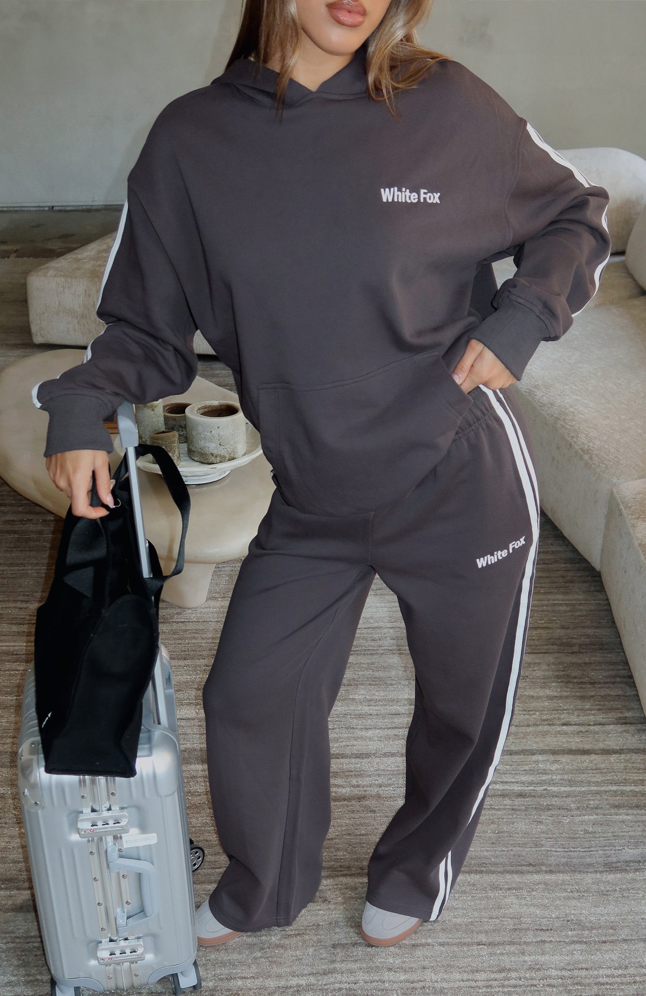 Star Student Wide Leg Sweatpants Charcoal